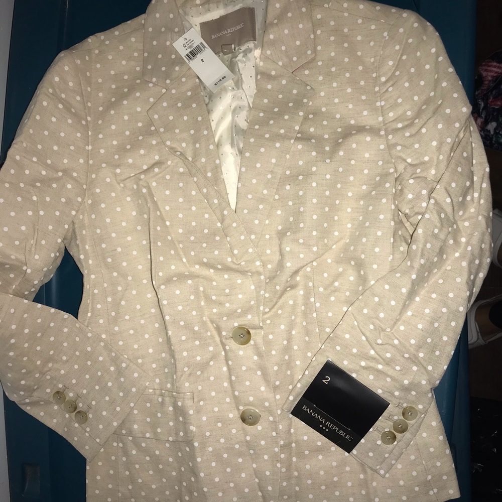 taupe polka dot blazer